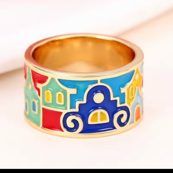Colorful Enamel Gold Ring - Picture 4 of 9